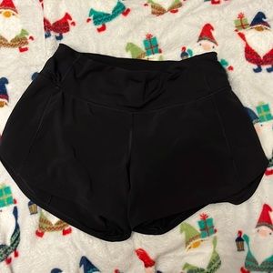 lululemon black speed up shorts size 4 4 inch